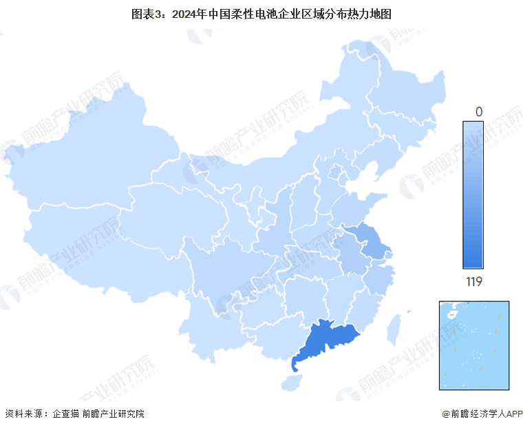 【干货】2024年中国柔性电池行业产业链现状及市场竞争格局分析 广东省柔性电池企业数量最多(图3)